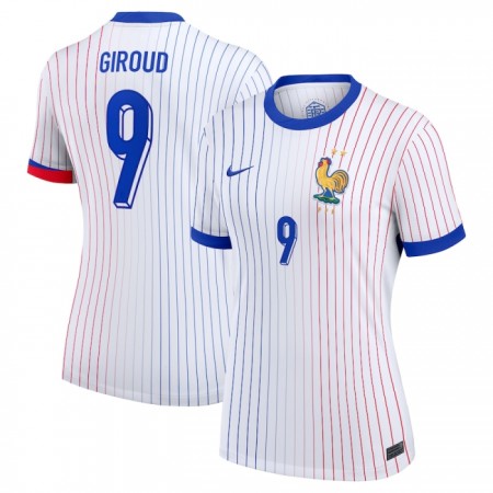 Frankrig Giroud 9 Fodboldtrøjer Dame Udebane EM 2024 Kort ærmer